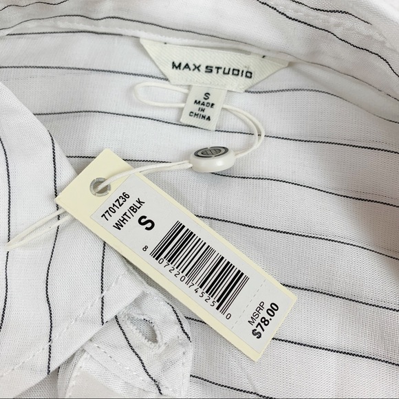 Max Studio striped popover shirt long sleeve tunic - Picture 8 of 8